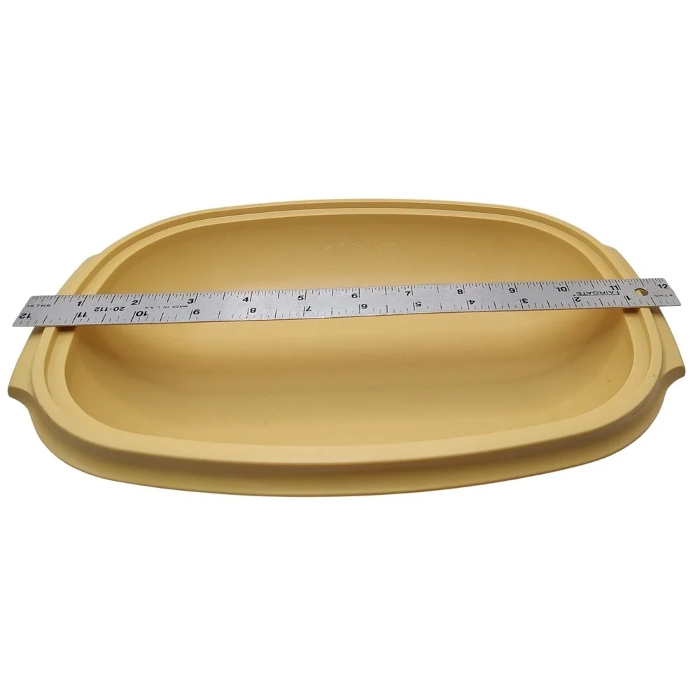 Vintage Tupperware Steamer Microwave Harvest Gold Oval‎ Two Piece NO STEAMER SEE